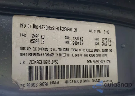 2006 Chrysler 300C from USA, damaged, VIN 2C3KA63H16H518752